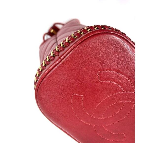 CHANEL Burgundy Chevron Bucket Shoulder Bag A-A24510 - Picture 11 of 11